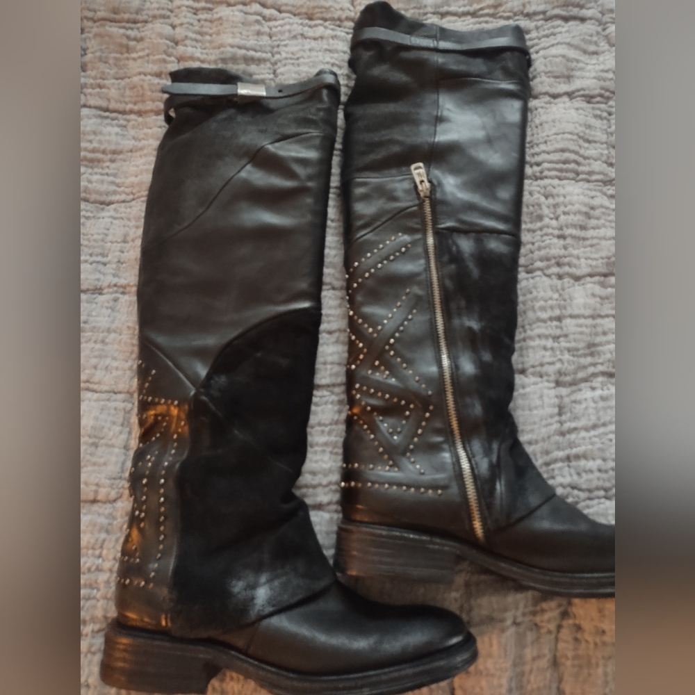 A.S.98 Black Pilar Leather Knee-High Boots - Picture 8 of 9